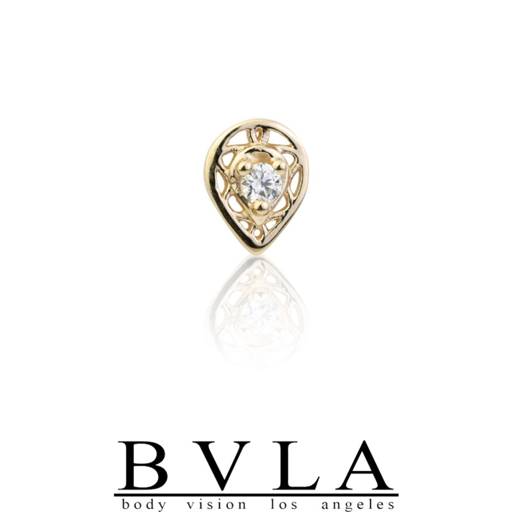 BVLA 14k White Gold Kensington Pear Threadless End